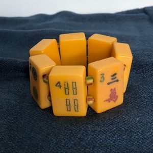 Vintage Mah Jong tile stretch bracelet